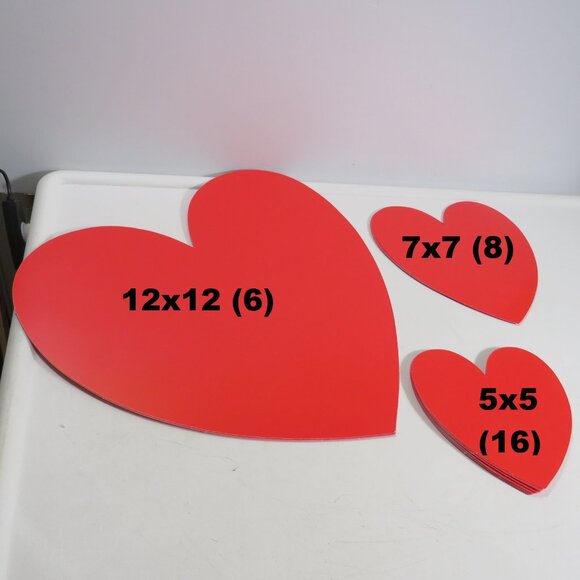 True Red Poster board Weight Gloss Hearts with color on BOTH SIDES - Picture 1 of 6